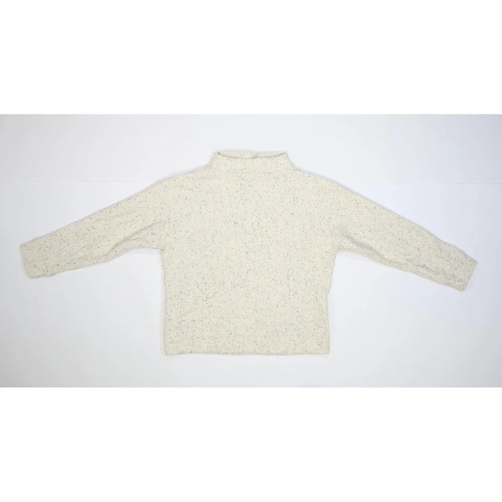 Madewell Sweatshirt Womens XS White Speckled Mock Neck Fleece Pullover Buttons - Picture 6 of 12